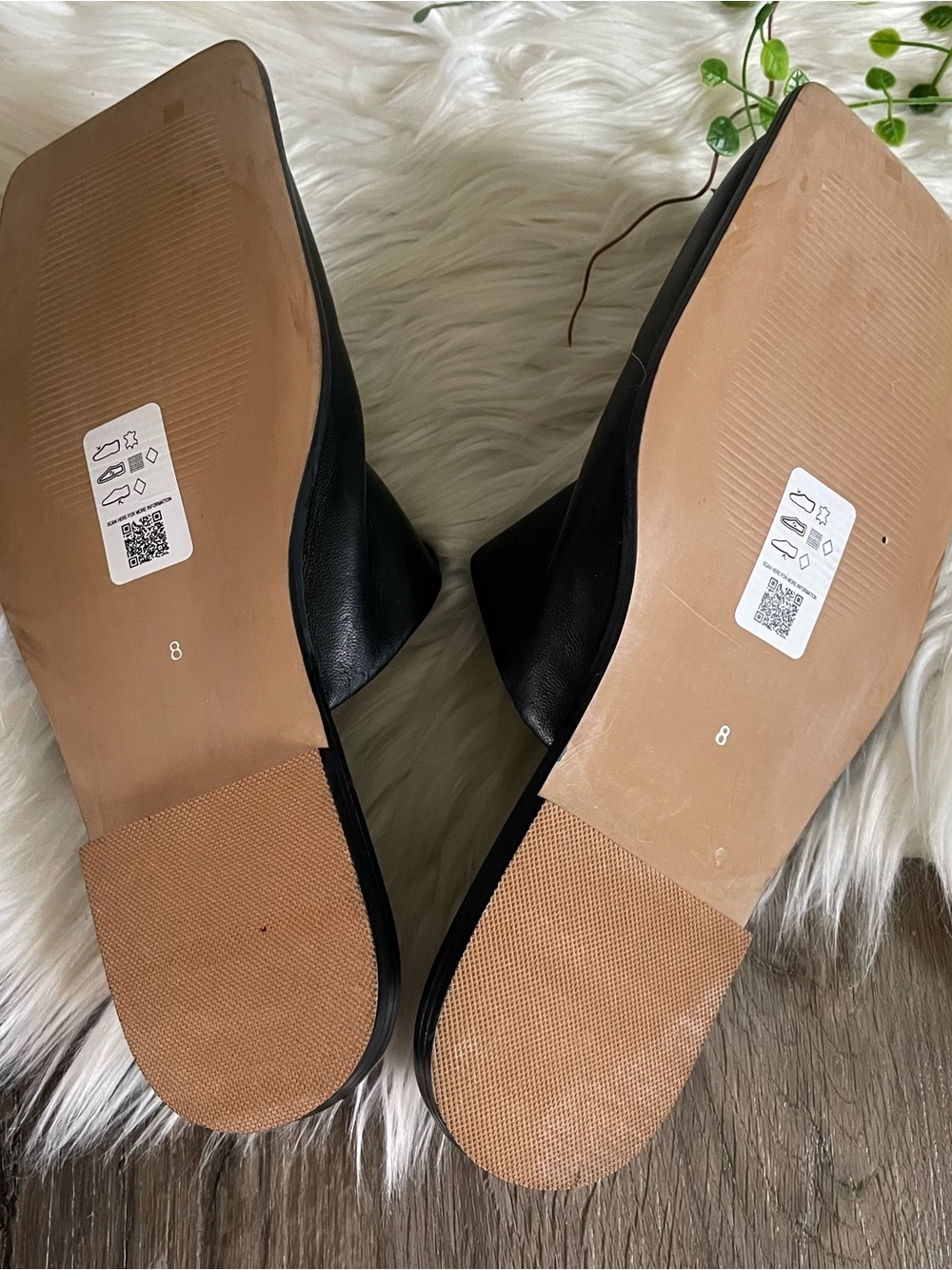 Topshop Cici Black Leather Square Toe Flat Mules Women Size 8 - Picture 12 of 13